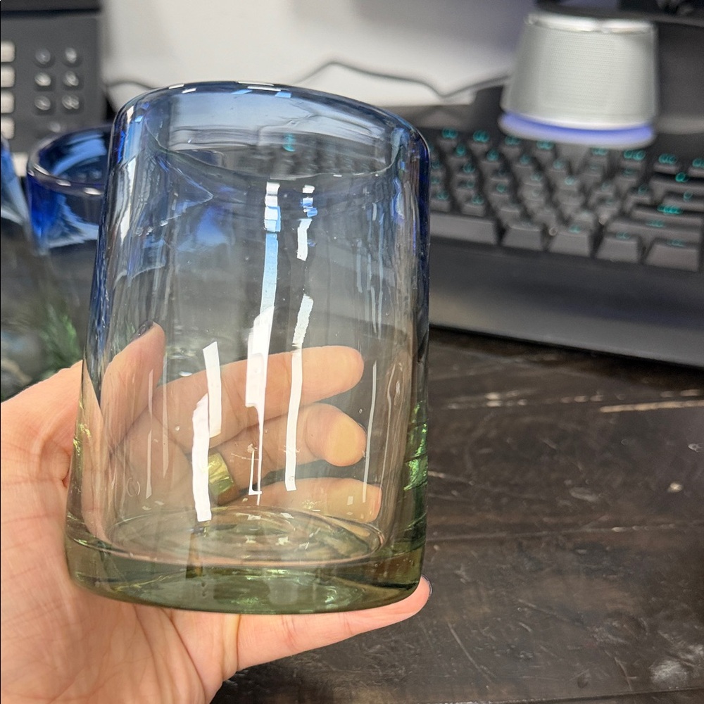 Pacifico Set of Six Blue Rimmed Glasses - Picture 6 of 8
